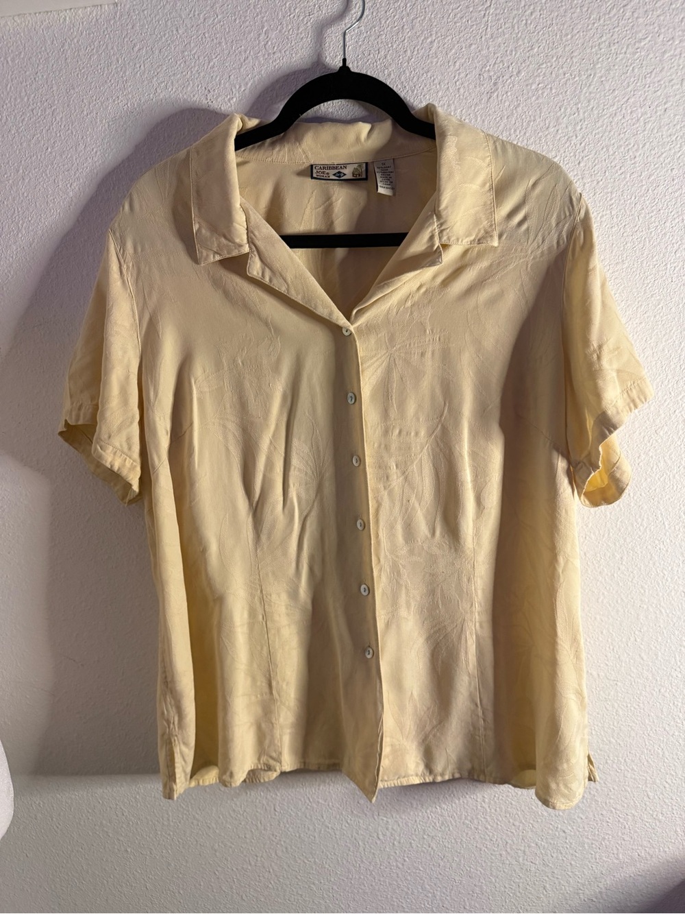 Caribbean Joe Pale Yellow Short-Sleeve Button-Down Shirt